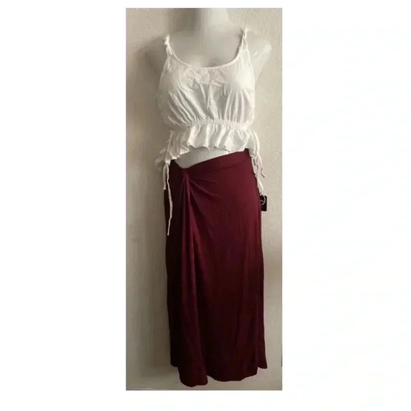 🆕Hippie Chic Raisin Side-Slit Maxi Skirt Burgandy M🆕 - Picture 5 of 12